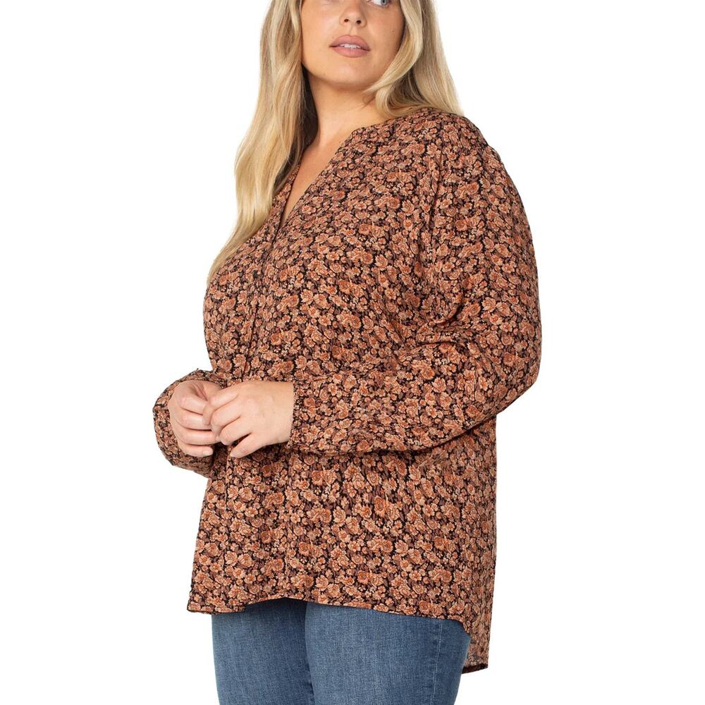 NWT Well Worn Women's Floral Print Split Neck Long Sleeve Blouse - Picture 4 of 7
